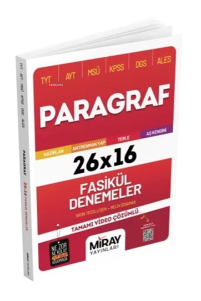 Miray Yayınları Tyt Ayt Msü Kpss Dgs Ales Paragraf 26 X 16 Fasikül Denemeler