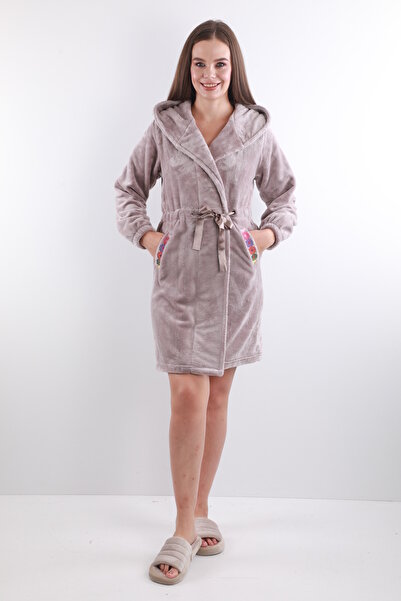 Wild Love Women's 100% Bamboo Hooded Soft Extra Soft Dressing Gown with Embroidery Detail