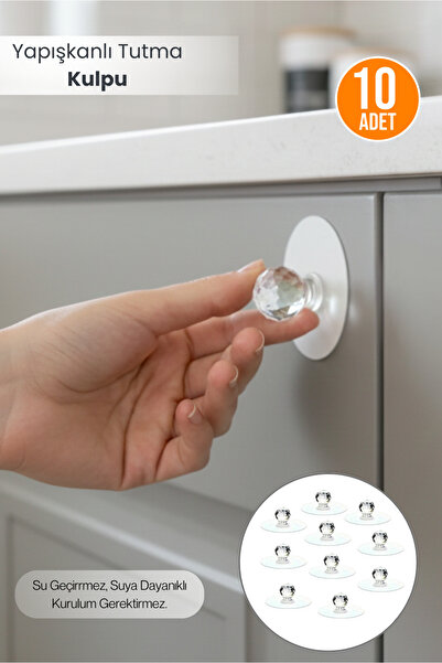 Orvila 10 Pcs Adhesive Cabinet Drawer Lid Holding Handle Multi-Purpose Hanger Handle