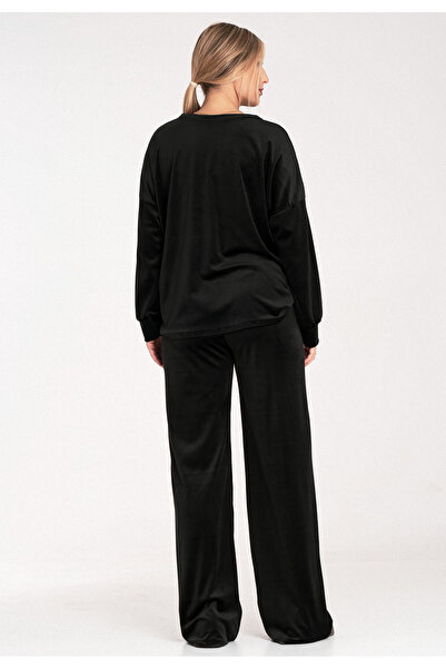 Figl Velvet tracksuit for women - Velvet set for women - black tracksuit M1100 size S/M