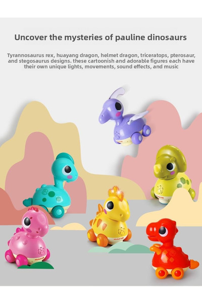 Ominii 6 Pcs Cute Cartoon Dinosaur Pull-Back Inertia Car Kids Toy Kindergarten Activities Gifts