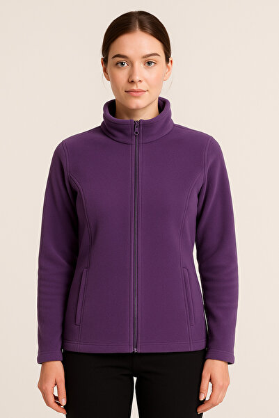 MONNSTUDİO Kadın Tam Fermuarlı Yan Cepli Kalın Outdoor Polar Ceket