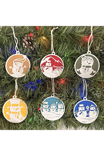 DECORADI Set 6 ornamente brad Craciun, Multicolor, diametru 9 cm, Cadou Craci...