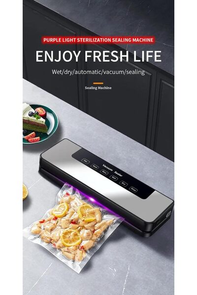 Generic 5 in 1 Vacuum Sealer Machine 65KPA Automatic Food Saver Dry Wet Rice Modes 10 Bags Compact Kitchen
