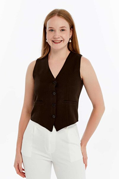 l o v m i Women's V-Neck Fitted Lined Vest Premium
