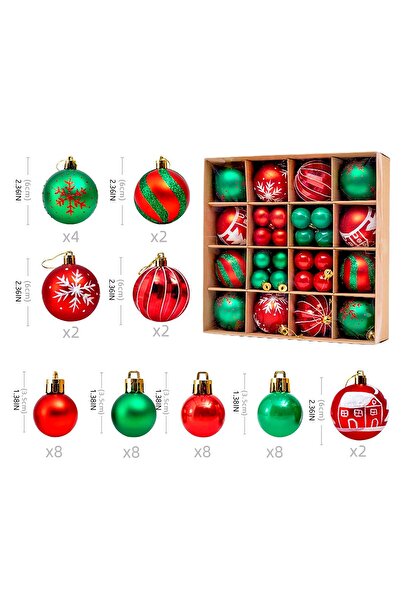 NO BRAND زينة عيد الميلاد، 44 زينة ملونة، زينة شجرة عيد الميلاد