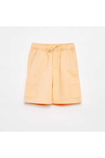 KİABİ Plain twill Bermuda shorts with pockets ORANGE