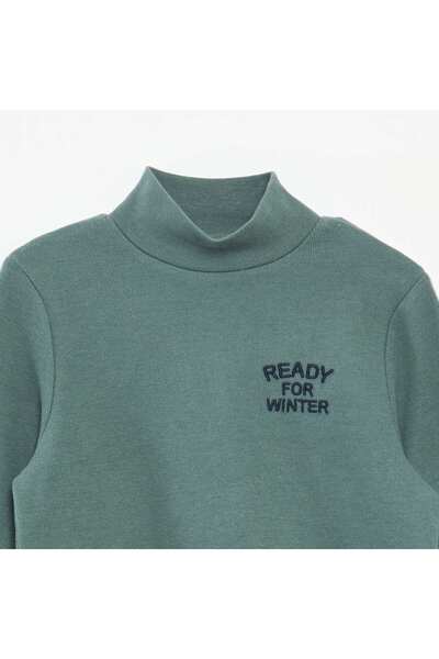 KİABİ Plain Cotton Undershirt with Embroidery GREEN