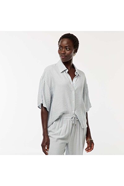 KİABİ Striped Short-Sleeve Shirt BLUE