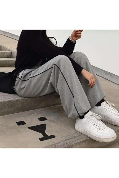 pandy Γκρι αθλητική φόρμα με φερμουάρ Harajuku Oversize Φούτερ