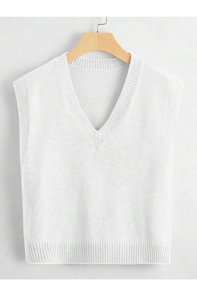 ATE ÖZGÜNEŞ TRİKO TEKSTİL Women's Knitwear V-Neck Solid Sweater