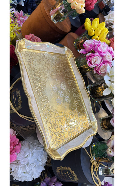 LM ESTERHOMEDECOR صينية خشب الورد الإيطالية الأصلية كبيرة الحجم تتسع لـ 8 أشخاص