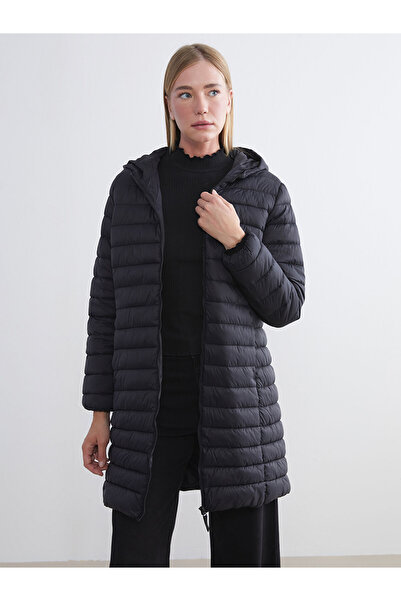 LC Waikiki Classic Black Hooded Women's Puffer Jacket