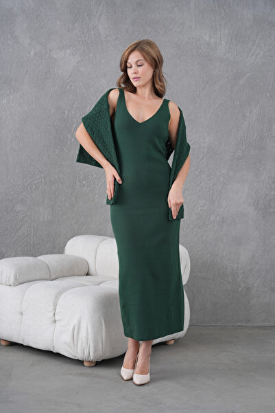 Park Karon Women's Boat Neck Knit Detail Blouse Dress Two-Piece Trko Set