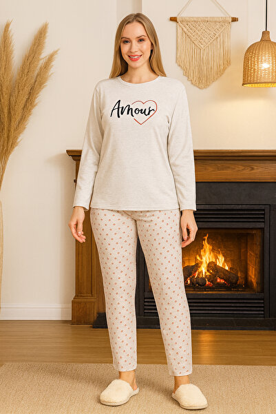 REMSA Γυναικείο Σετ Πιτζάμες με σχέδιο καρδιάς Suprem 0472 Mink04