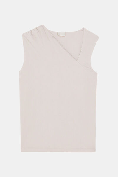 W Collection Bej Asymmetric Neck Tshirt