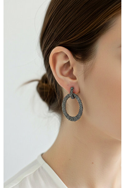 Mufincollection أقراط معدنية دائرية ذات ملمس عتيق - أسود عتيق