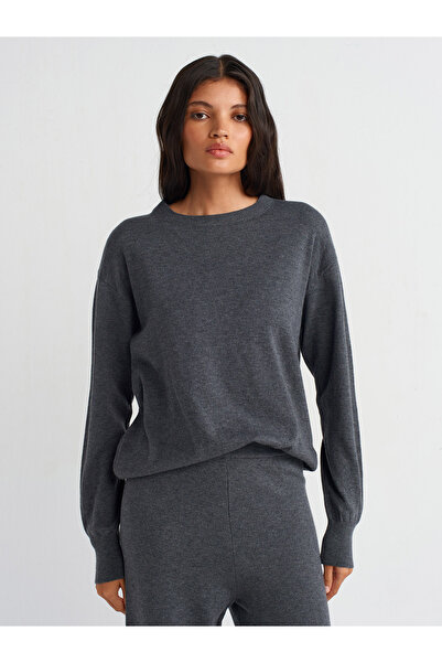 Dilvin Crew Neck Wool Basic Knit Sweater