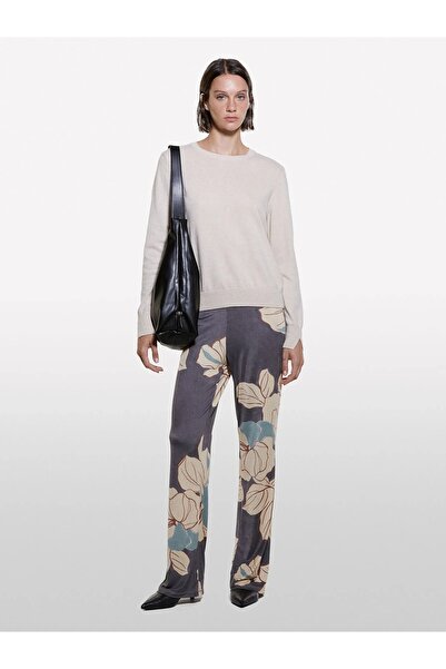 Sisley Cashmere Blend Regular Fit Sweater Women's Cream Sweater - 325A102Hm100F