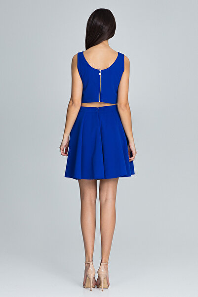 Figl Set de damă - top scurt cu bretele - fustă mini evazată - albastru M572 mărimea XL