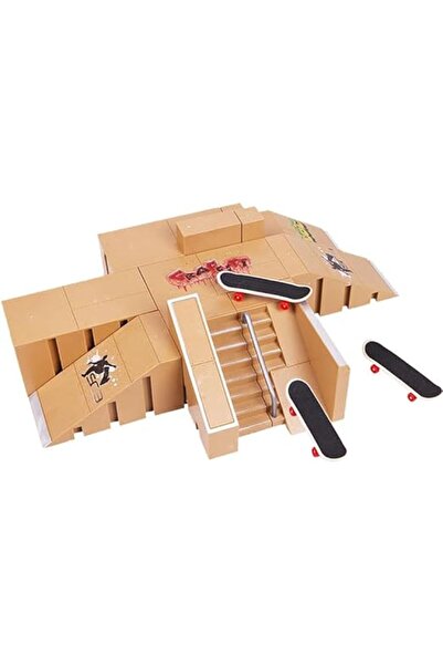 Arabest Fingerboard Skatepark, Finger Skate Park Kit, with 8Pcs Skateboard Ramps & 3Pcs Mini Skateboards