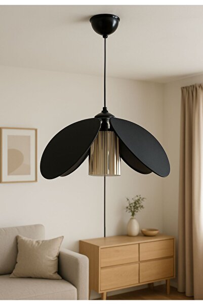 Emg DesiGn Modern Tasarım Mika Çiçek Sarkıt Avize Kumaş Boheme Salon Oturma O...