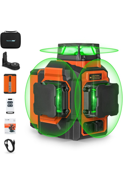 OEM 3D cross laser level with 12 lines, rechargeable Li-Ion 5200mAh,3x360° self-leveling, remote control