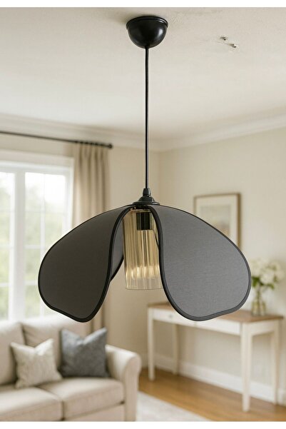 Emg DesiGn Modern Tasarım Mika Çiçek Sarkıt Avize Kumaş Boheme Salon Oturma O...