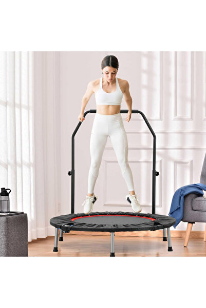 HayaBazaar ترامبولين صغير قابل للطي مقاس 40 بوصة، ترامبولين رياضي مع قضيب قابل للتعديل، أقصى حمولة 150 كجم
