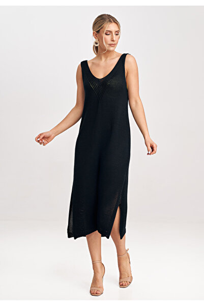 Figl Women's knitted set, dress with bolero, black M997, one size fits all