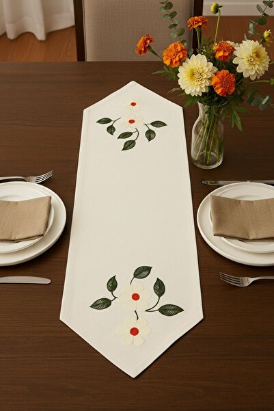 Bonny Home Skye Linen Embroidered Triangle Hemmed Washable Kitchen Living Roo...