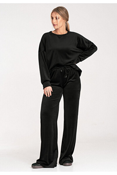 Figl Velvet tracksuit for women - Velvet set for women - black tracksuit M1100 size S/M