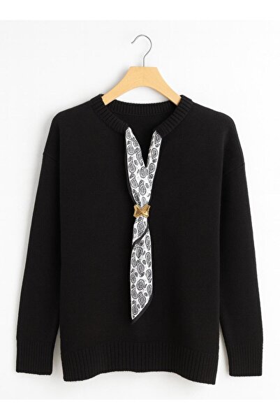 ATE ÖZGÜNEŞ TRİKO TEKSTİL PULOVER TRICOTAT PENTRU FEMEI cu căptușeală din fleece CU FULAR, CU FĂRĂ