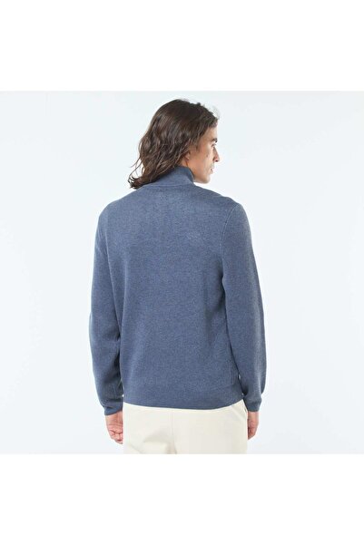 KİABİ Zip-up high neck knitted sweater BLUE