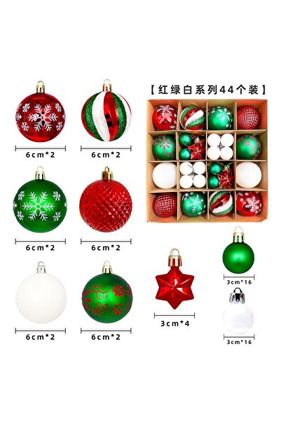 NO BRAND زينة عيد الميلاد، 44 زينة ملونة، زينة شجرة عيد الميلاد