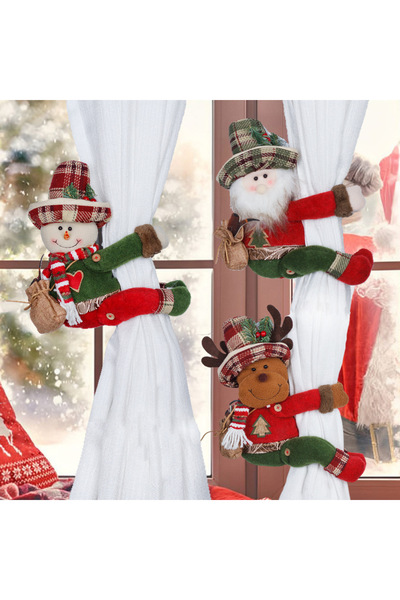 NO BRAND زينة عيد الميلاد، سانتا كلوز + رجل الثلج + الرنة، أربطة الستائر، الت...