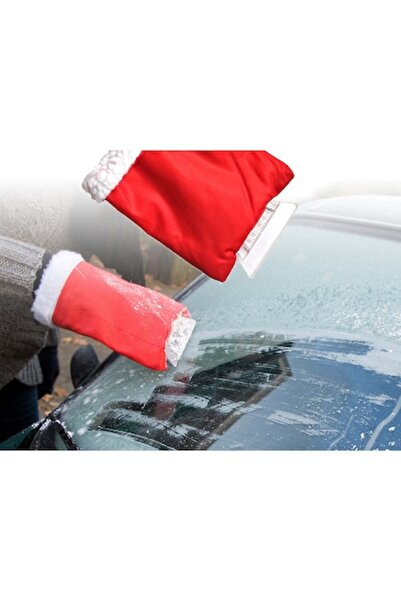 OEM Car windshield scraper 11x22 cm with thick snow glove 16x23 cm, red