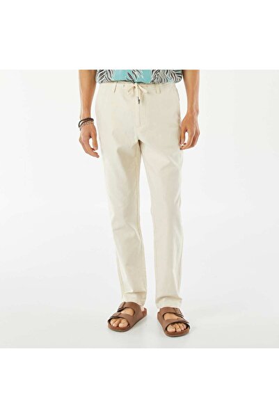 KİABİ Straight-leg linen-blend chinos WHITE