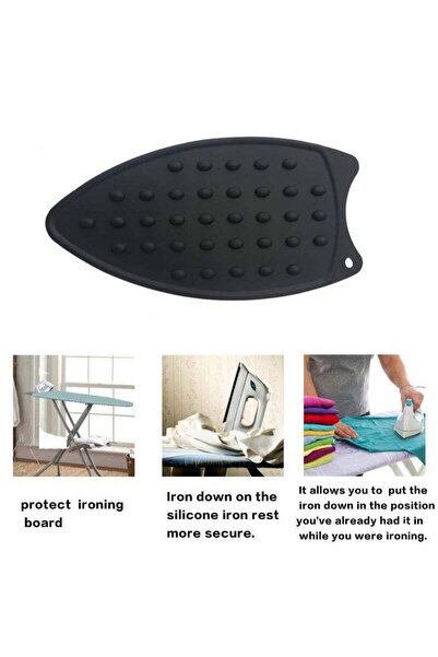 Generic Iron Rest Pad Heat Resistant Silicone Mat, Non-Slip Iron Holder, Black