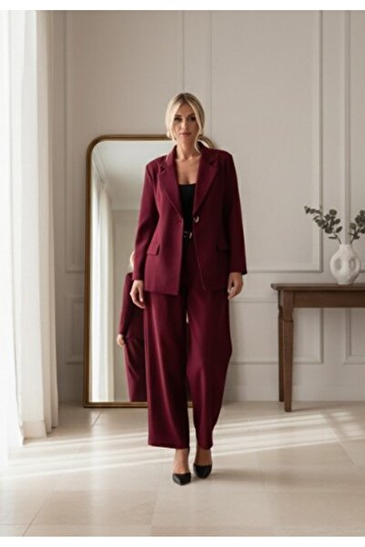 Figl Women's loose suit - Women's suit with wide pants - Cherry M1248 size XL