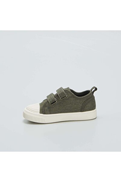 KİABİ Low-top denim canvas trainers with Velcro KHAKI