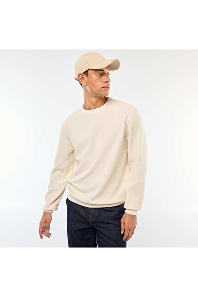 KİABİ Regular Fit Knit Sweater with Textured Design WHITE