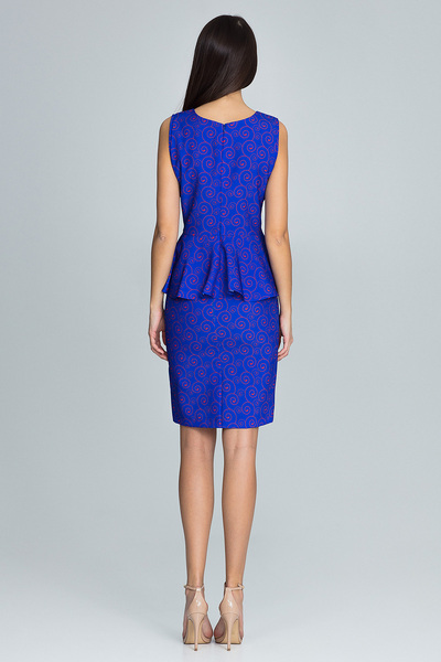 Figl Set fustă și bluză - fustă creion - bluză cu volane - albastru safir M605 mărimea L