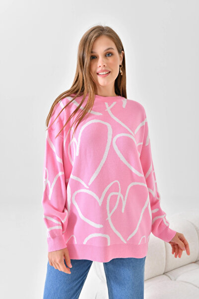 Park Karon Γυναικείο πλεκτό τούνικ oversized με λεπτομέρεια πλεκτού με λαιμόκοψη και σχήμα καρδιάς