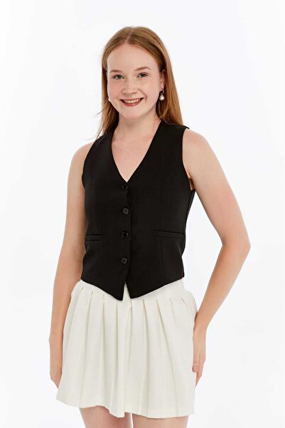 l o v m i Women's V-Neck Fitted Lined Vest Premium