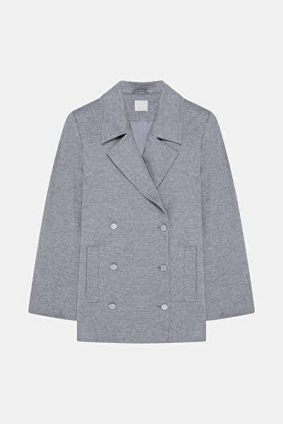 W Collection GRİ MELANJ YÜN KAŞMİR KABAN