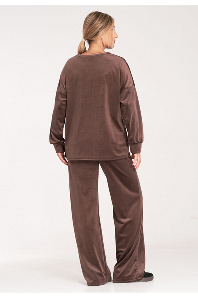 Figl Velvet tracksuit for women - Velvet set for women - brown tracksuit M1100 size L/XL