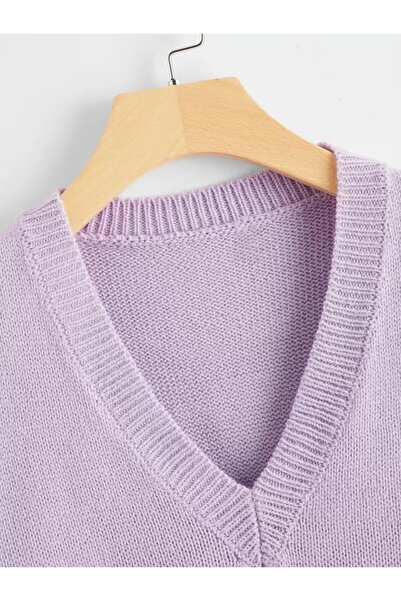 ATE ÖZGÜNEŞ TRİKO TEKSTİL Women's Knitwear V-Neck Solid Sweater