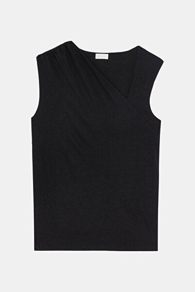 W Collection Black Asymmetric Neckline T-Shirt
