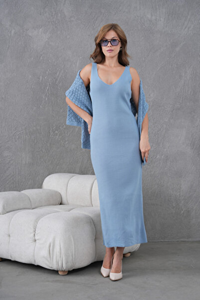 Park Karon Women's Boat Neck Knit Detail Blouse Dress Two-Piece Trko Set